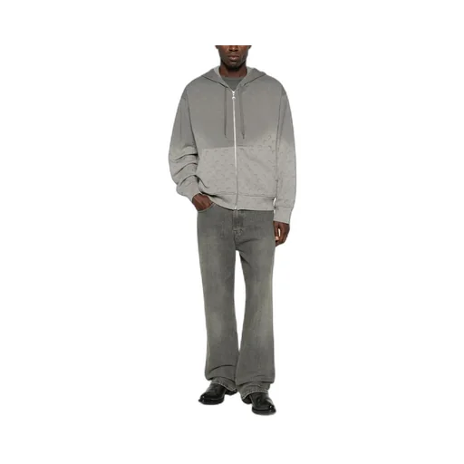 Moon Print Zip-Up Hoodie