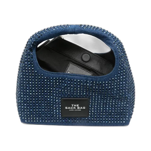 Embellished Denim Mini Sack Bag