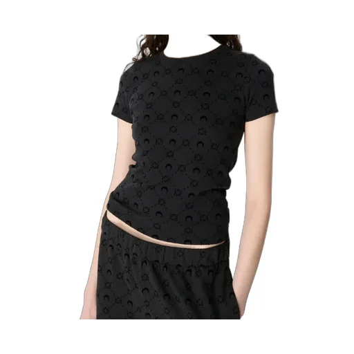 Moonogram Flocked Ribbed Jersey Baby Fit T-Shirt