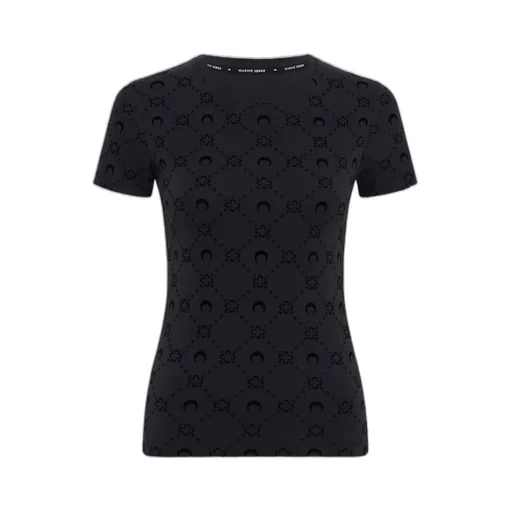 Moonogram Flocked Ribbed Jersey Baby Fit T-Shirt