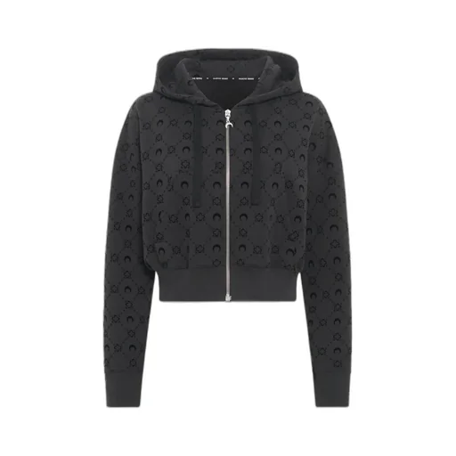 Moonogram Cropped Zipped Hoodie