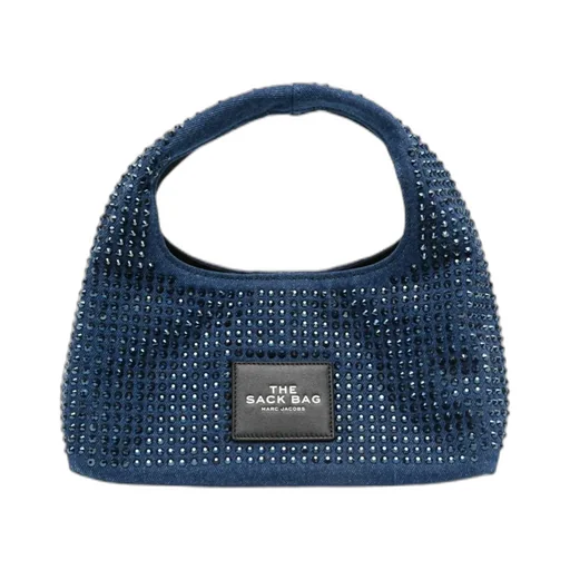 Embellished Denim Mini Sack Bag