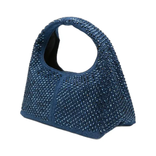 Embellished Denim Mini Sack Bag