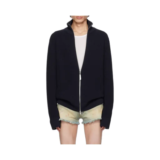 Long-Sleeved Zipped Knitted Cardigan