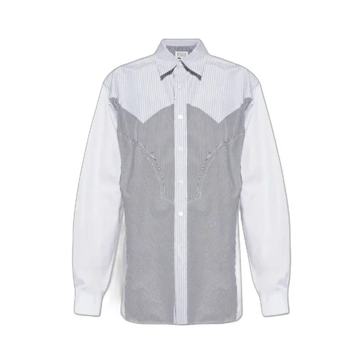 Panelled Striped Button-Up Shirt