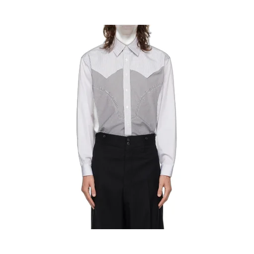 Panelled Striped Button-Up Shirt
