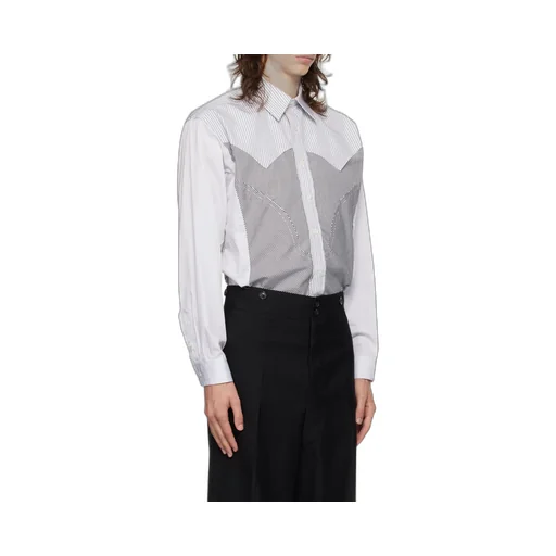 Panelled Striped Button-Up Shirt