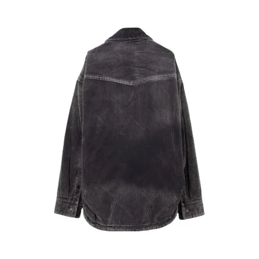 Distressed Corduroy Puffer Shirt