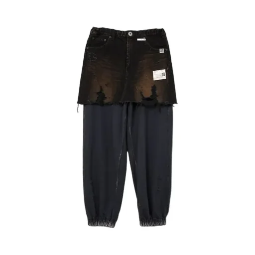 Distressed Elasticated Waistband Trouser-Skirt