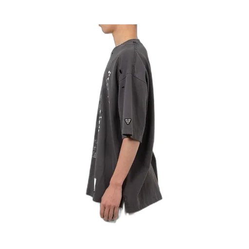 Cat Printed Embellished Distressed T-Shirt
