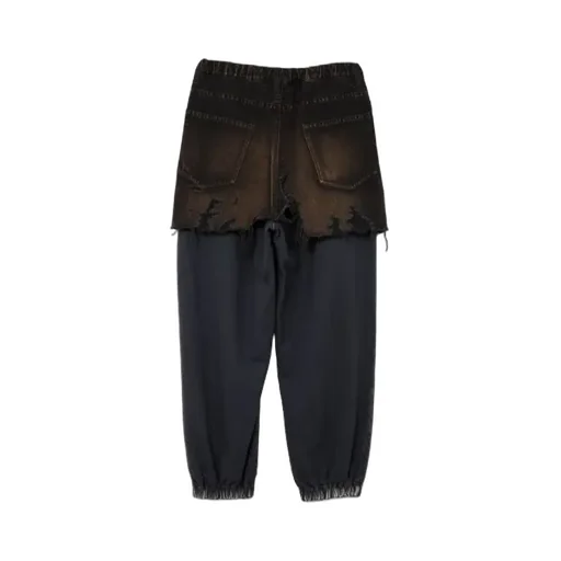 Distressed Elasticated Waistband Trouser-Skirt