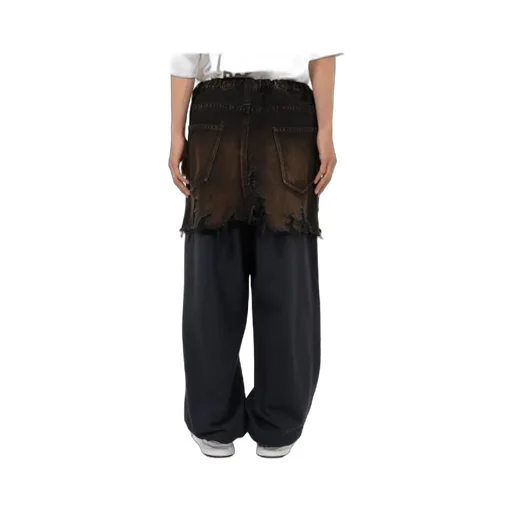 Distressed Elasticated Waistband Trouser-Skirt