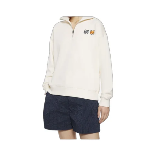 Double Bold Fox Head Half Zip Comfort Sweatshirt
