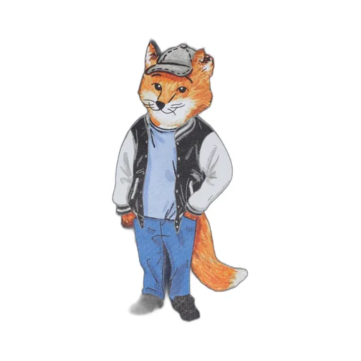 Dressed Fox Print Cotton Hoodie