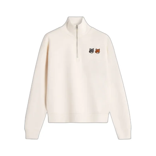 Double Bold Fox Head Half Zip Comfort Sweatshirt