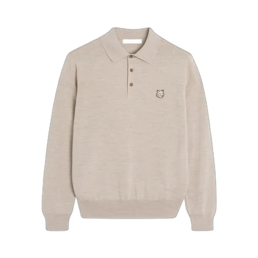 Fox Head Patch Fine-Knit Polo Shirt