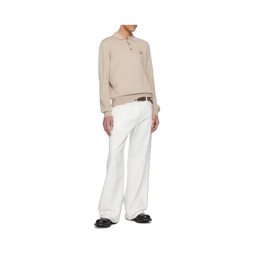 Fox Head Patch Fine-Knit Polo Shirt