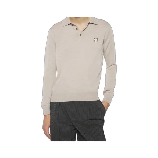 Fox Head Patch Fine-Knit Polo Shirt