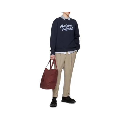 Handwriting Striped Crewneck Sweatshirt