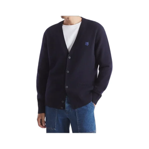 Bold Fox Head-Patch Knit Cardigan