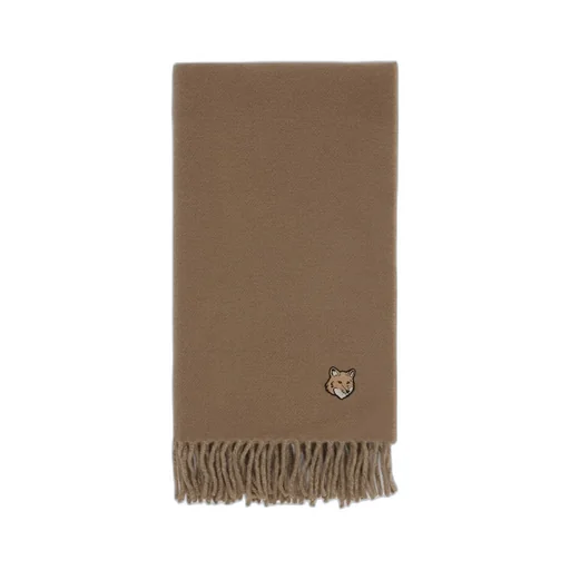 Bold Fox Head Patch Fringed Scarf