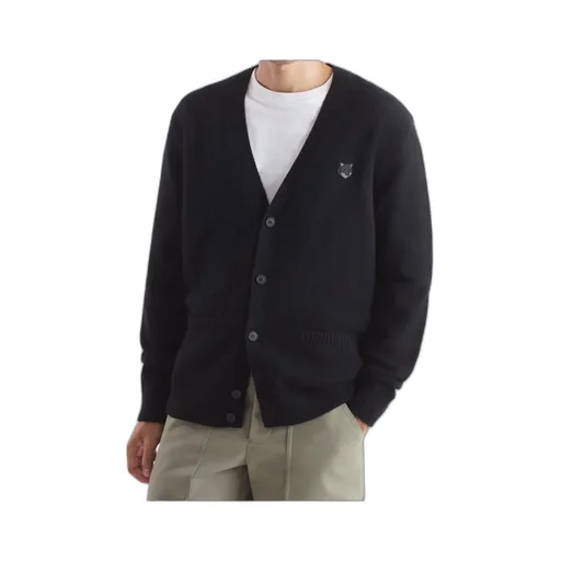 Bold Fox Head-Patch Button-Up Cardigan