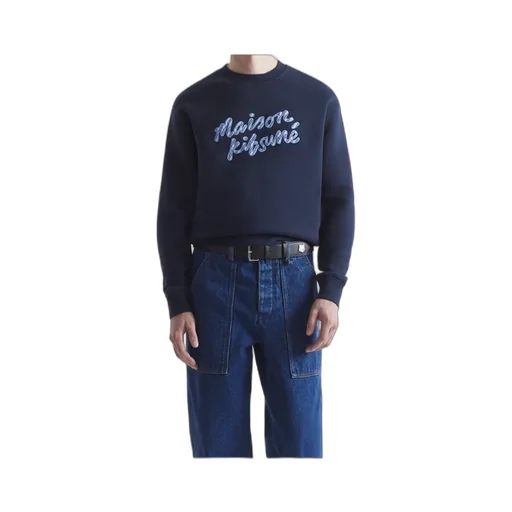 Handwriting Striped Crewneck Sweatshirt