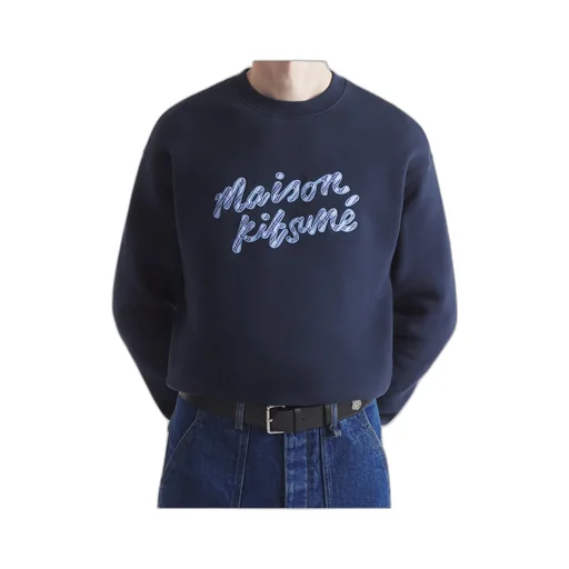 Handwriting Striped Crewneck Sweatshirt