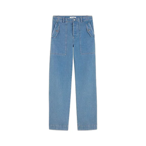 Fox Embroidered Wide-Leg Jeans