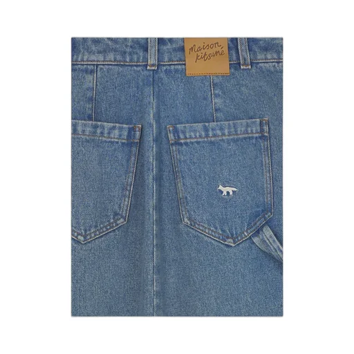 Logo-Embroidered A-Line Denim Midi Skirt