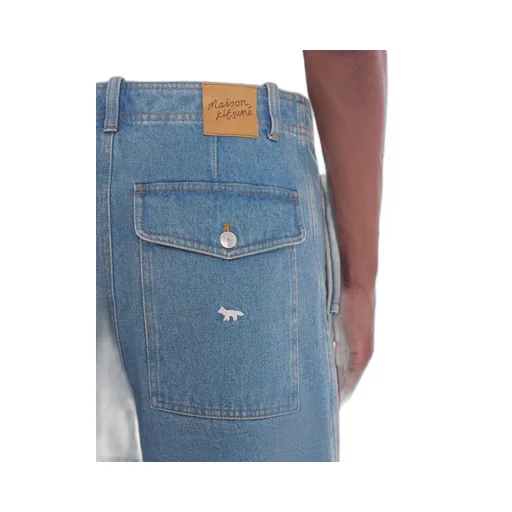 Fox Embroidered Wide-Leg Jeans