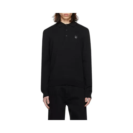 Fox Head Patch Fine-Knit Polo Shirt