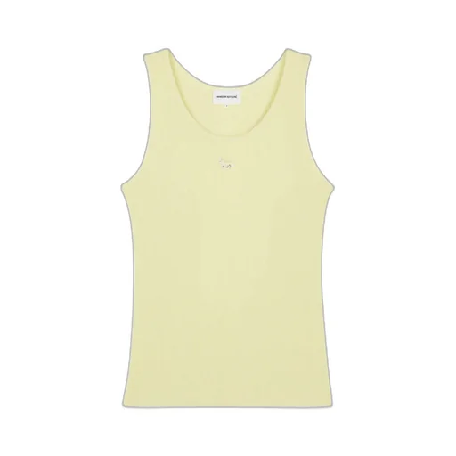Fox Motif Sleeveless Ribbed Tank Top