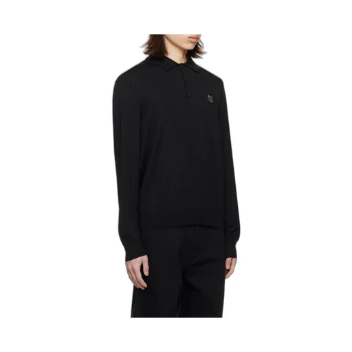 Fox Head Patch Fine-Knit Polo Shirt