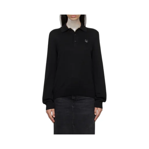 Fox Head Patch Fine-Knit Polo Shirt