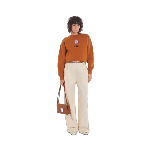 Logo Embroidered Wide-Leg Trousers
