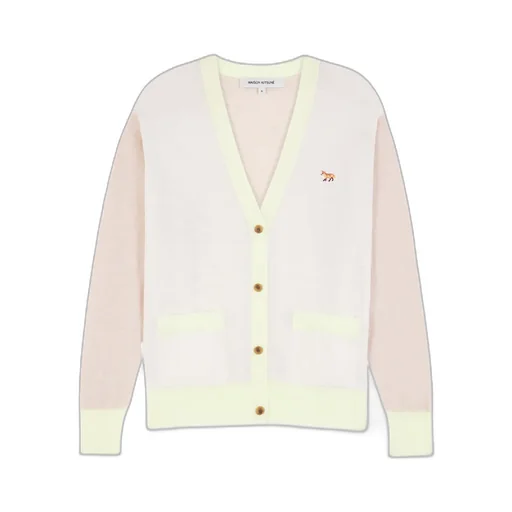 Baby Fox Patch Color Block Knit Cardigan