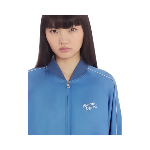 Teddy Logo Embroidered Satin Bomber Jacket