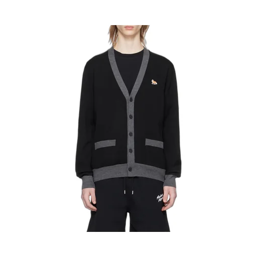 Baby Fox-Patch Button-Up Cardigan