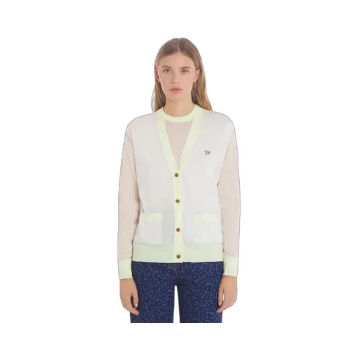 Baby Fox Patch Color Block Knit Cardigan