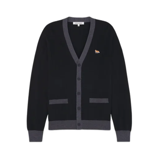 Baby Fox-Patch Button-Up Cardigan