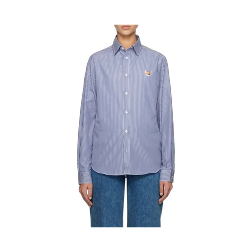 Fox Head Patch Striped Shirt