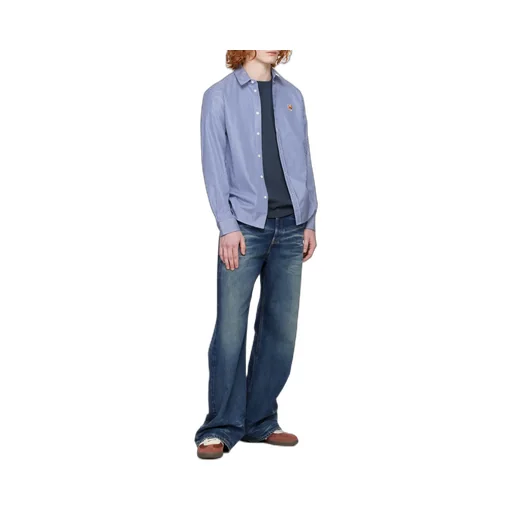 Fox Head Patch Striped Shirt