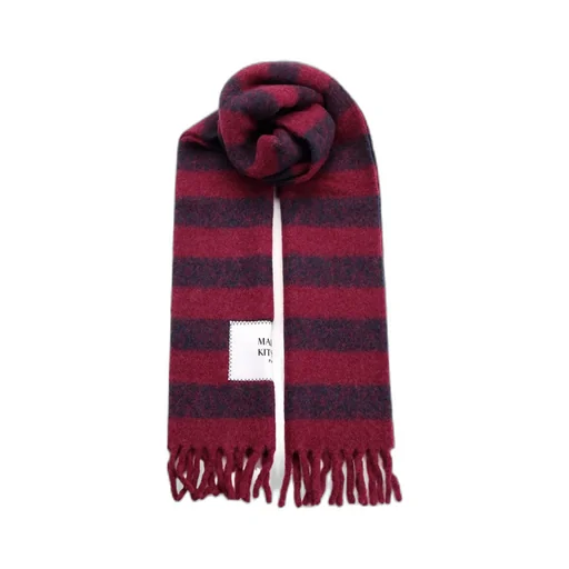 Striped Fringed Knit Scarf