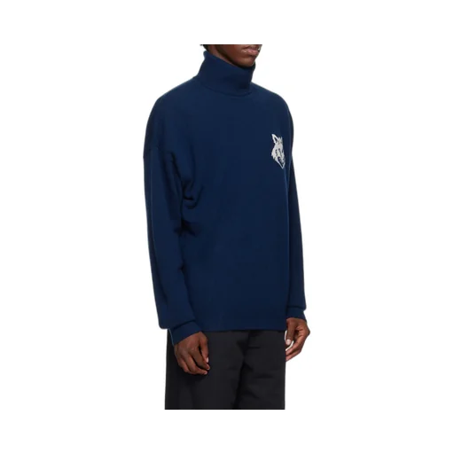 Roll-Neck Fox Head Intarsia Knit Jumper