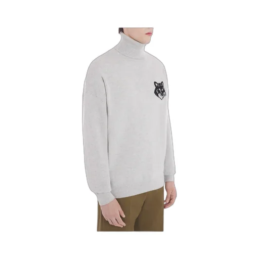 Roll-Neck Fox Head Intarsia-Knit Jumper