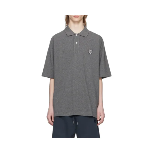 Bold Fox Head Patch Oversized Polo Shirt