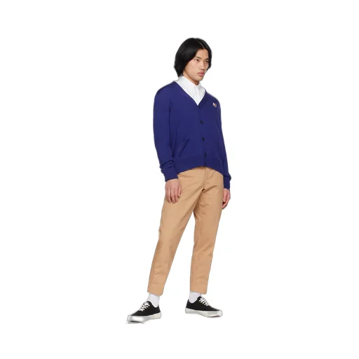 Chillax Fox-Patch V-Neck Cardigan
