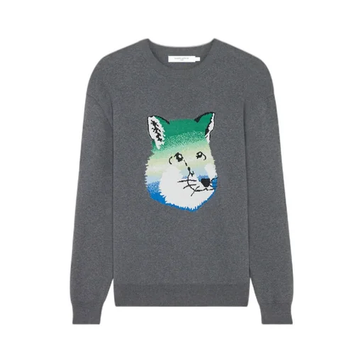Fox Head Intarsia-Knit Jumper