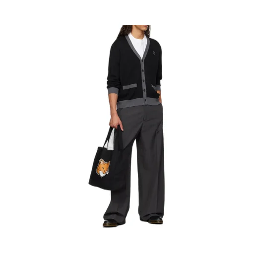 Bold Fox Head Patch V-Neck Cardigan